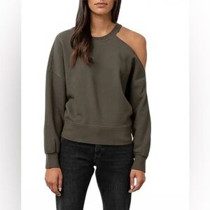 Rails Cutout Shoulder Sweatshirt in Olive Size Medium